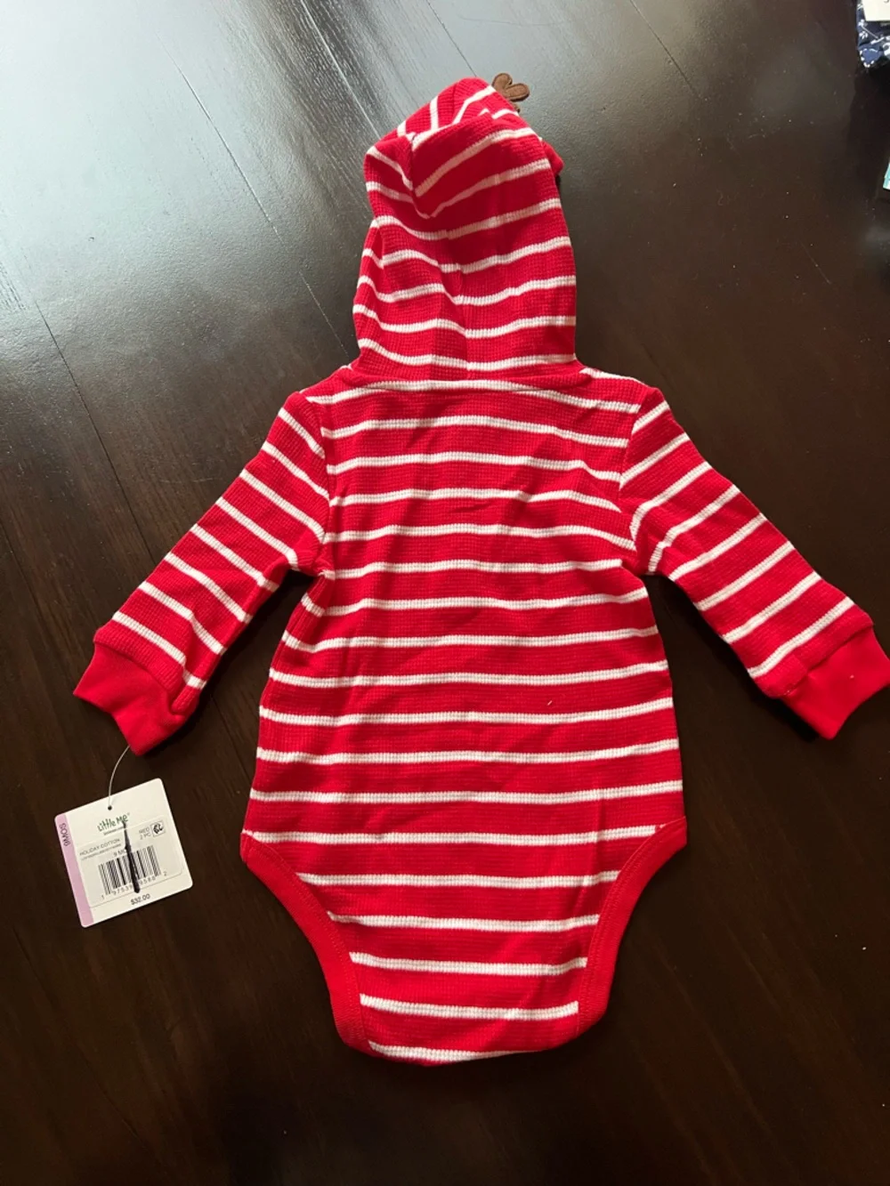 New - Little Me My First Christmas 2-Piece Outfit Set with a Reindeer Hood